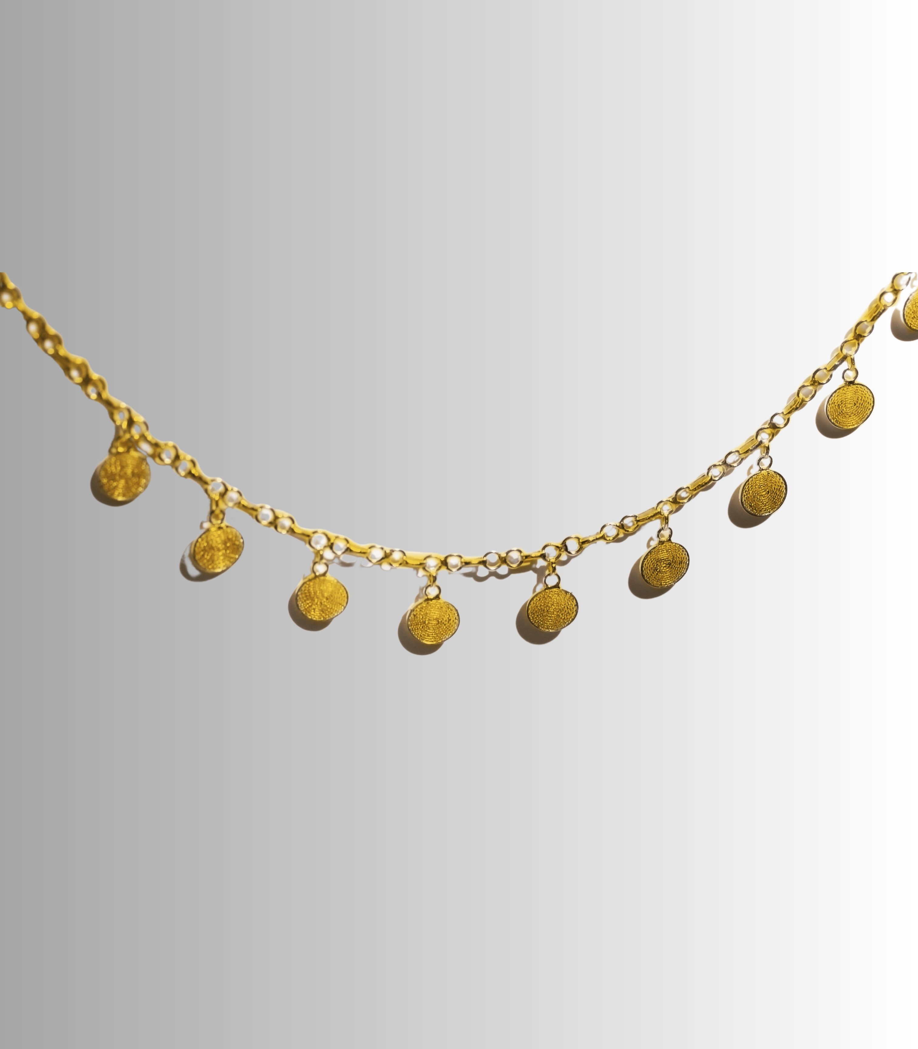 Dionne Gold Disc Charm Choker - AMAMI