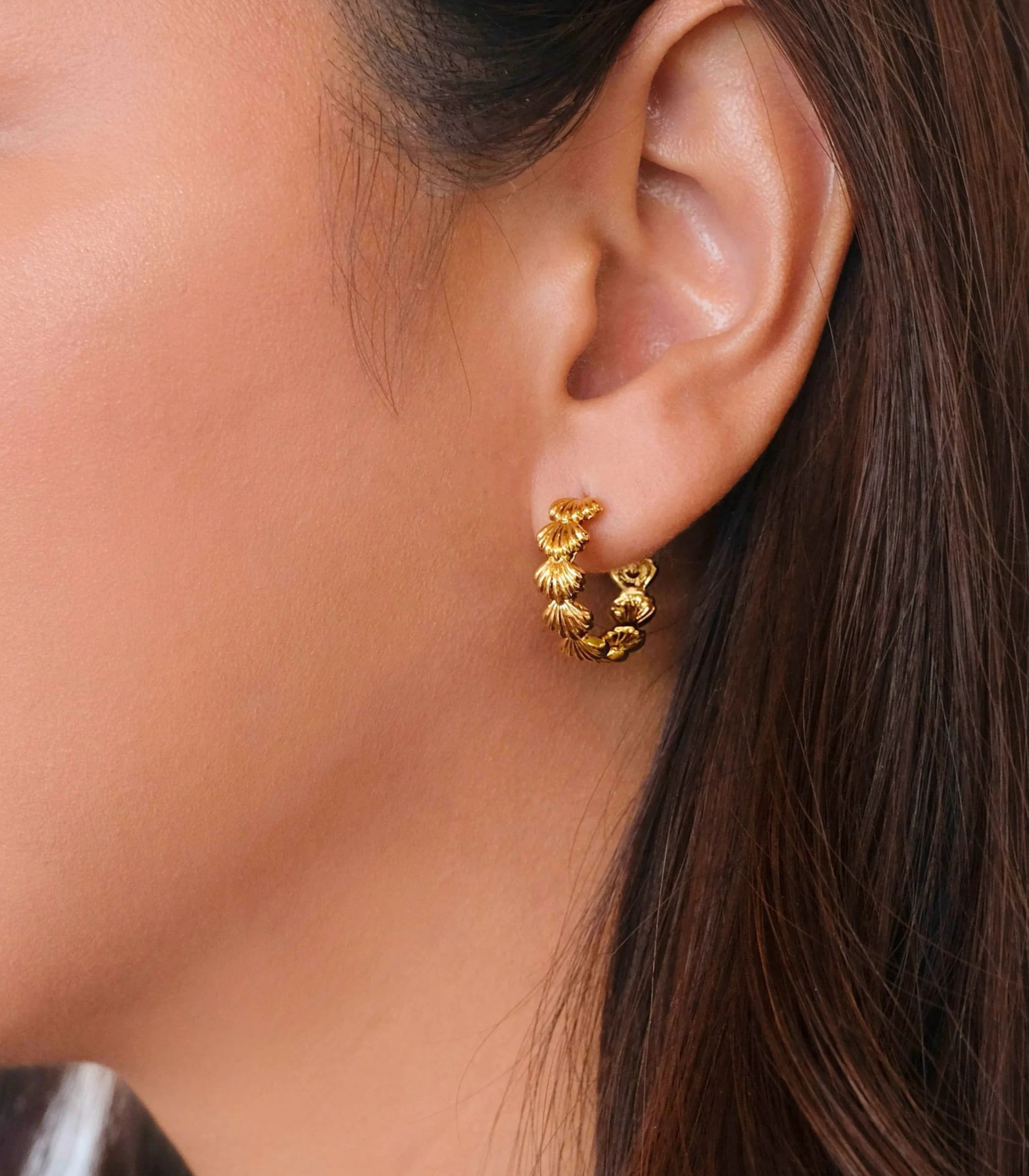 Marina Golden Shell Hoops - Arete