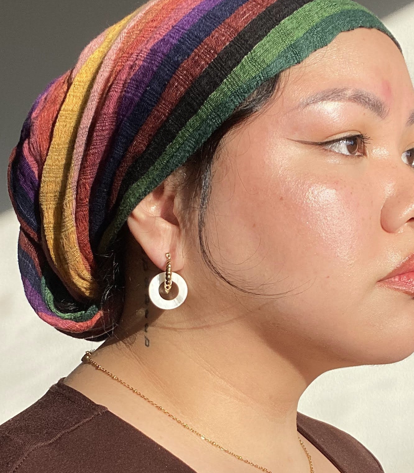 Nagkakaisa Gold Mother of Pearl Hoops Earrings - Arete