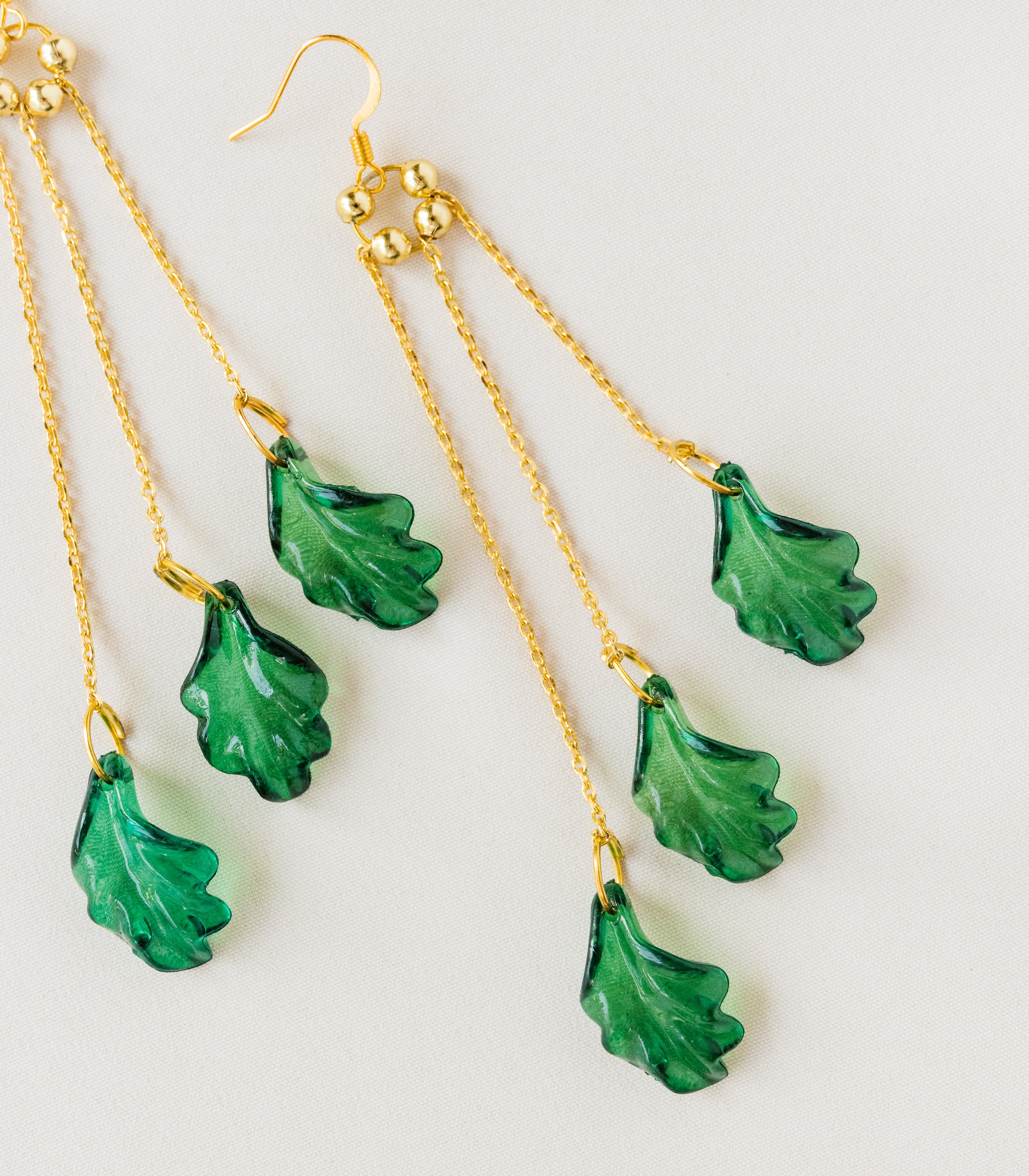 Palm Three Drop Earrings - Arete