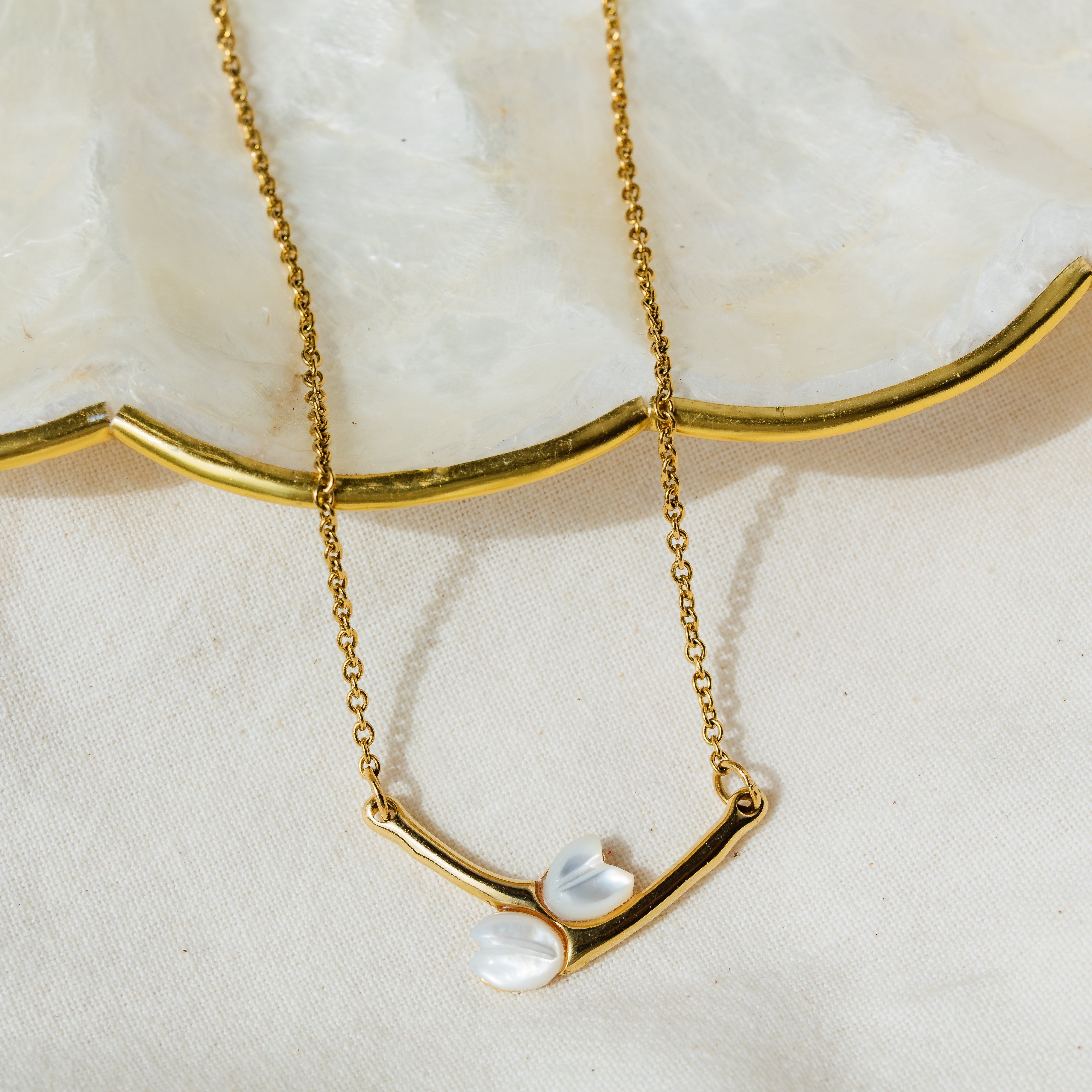Sampaguita Twin Necklace in Mother of Pearl - Lily Jewelry