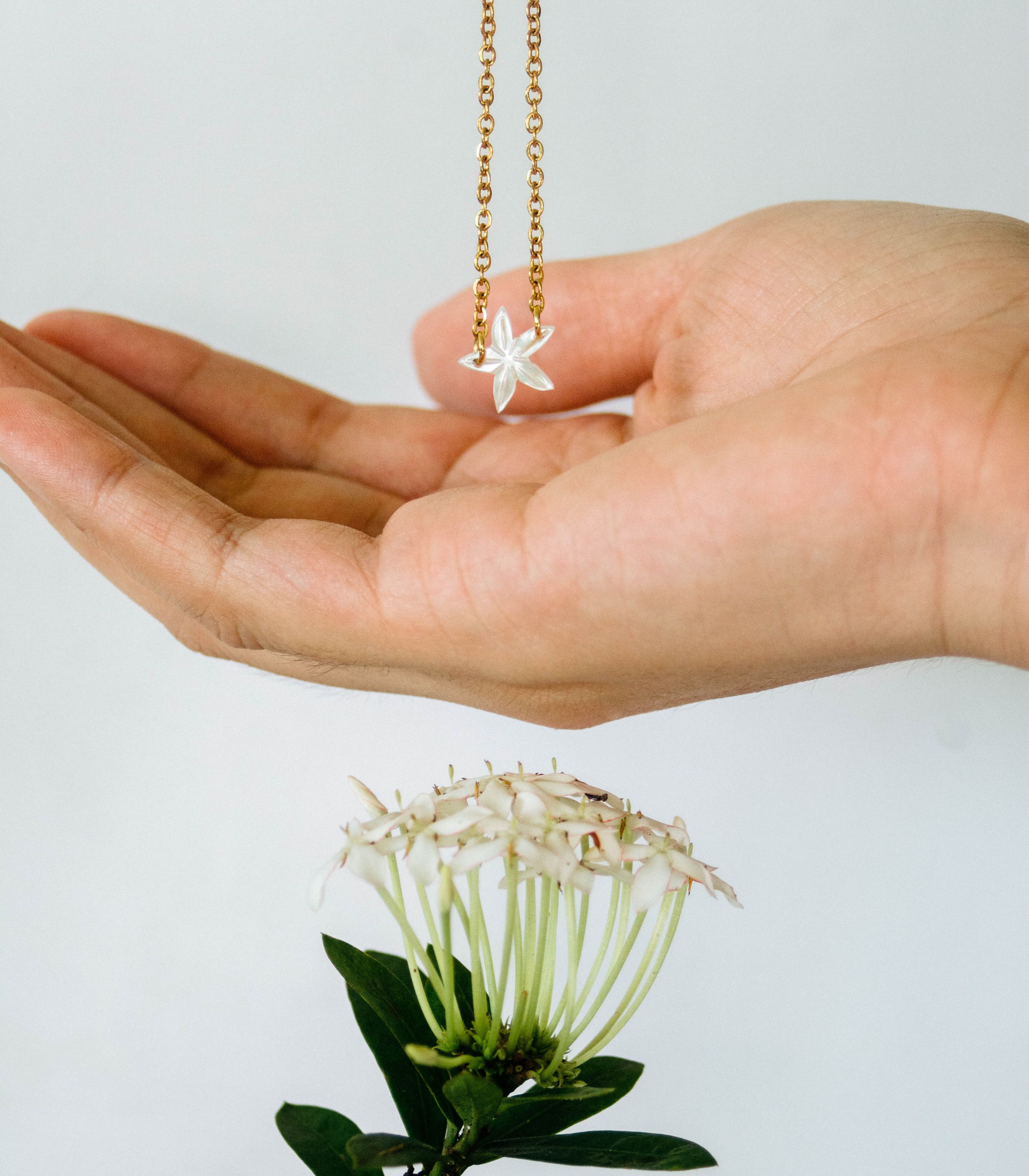 Santan Mother of Pearl Flower Bracelet in White - Lily Jewelry