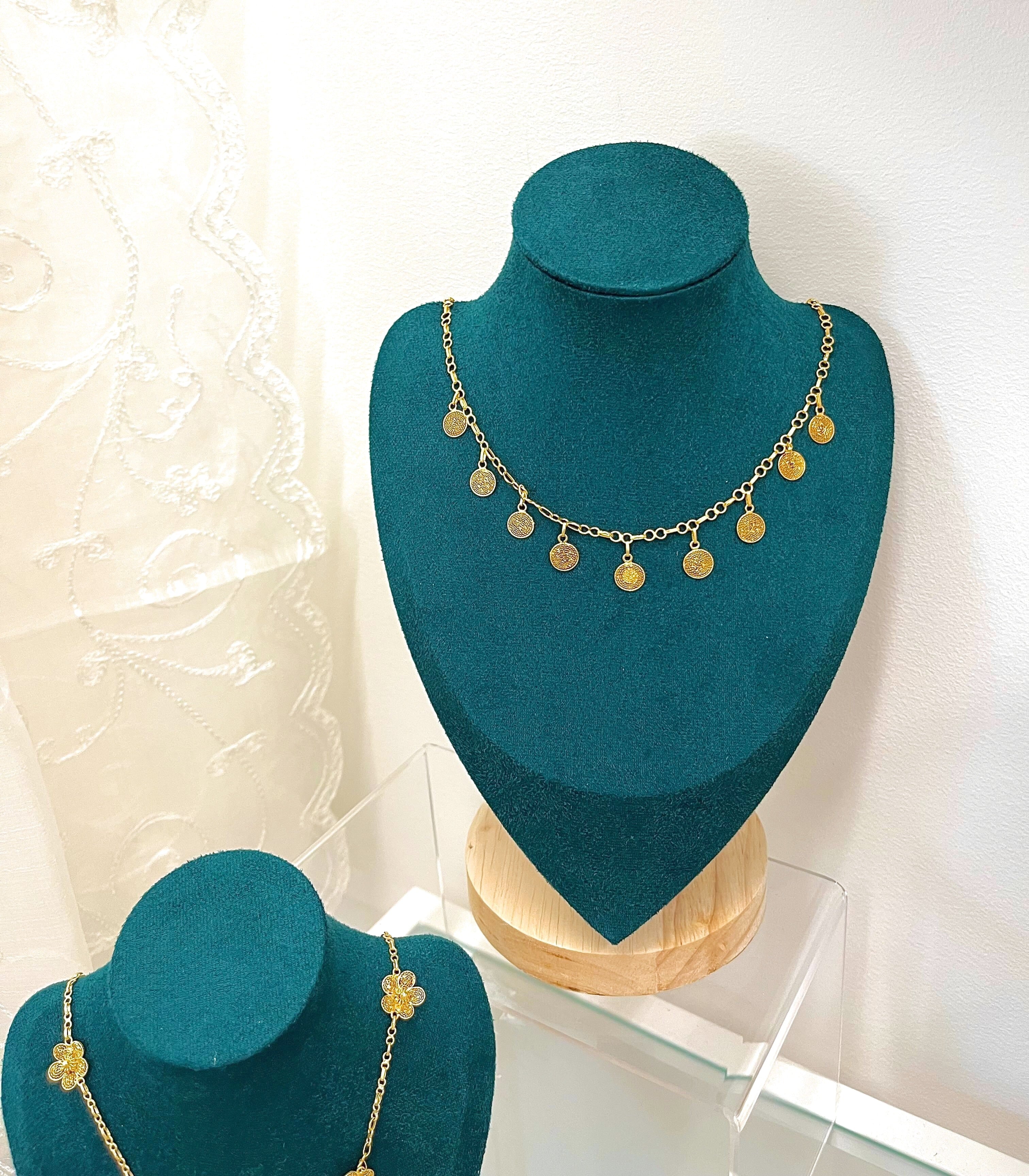Dionne Gold Disc Charm Choker - AMAMI