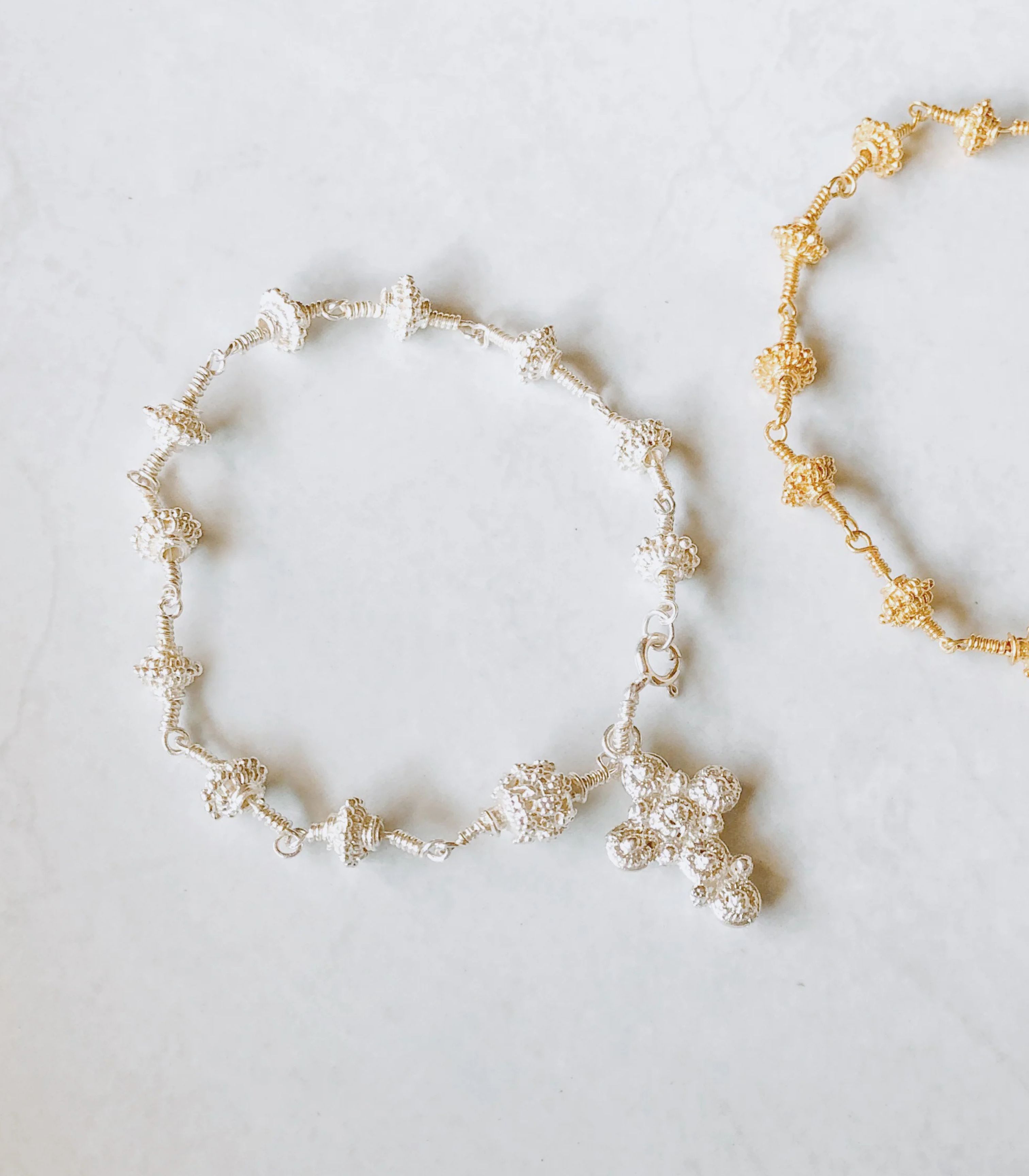 Rosary Cross Bracelet in Silver - AMAMI