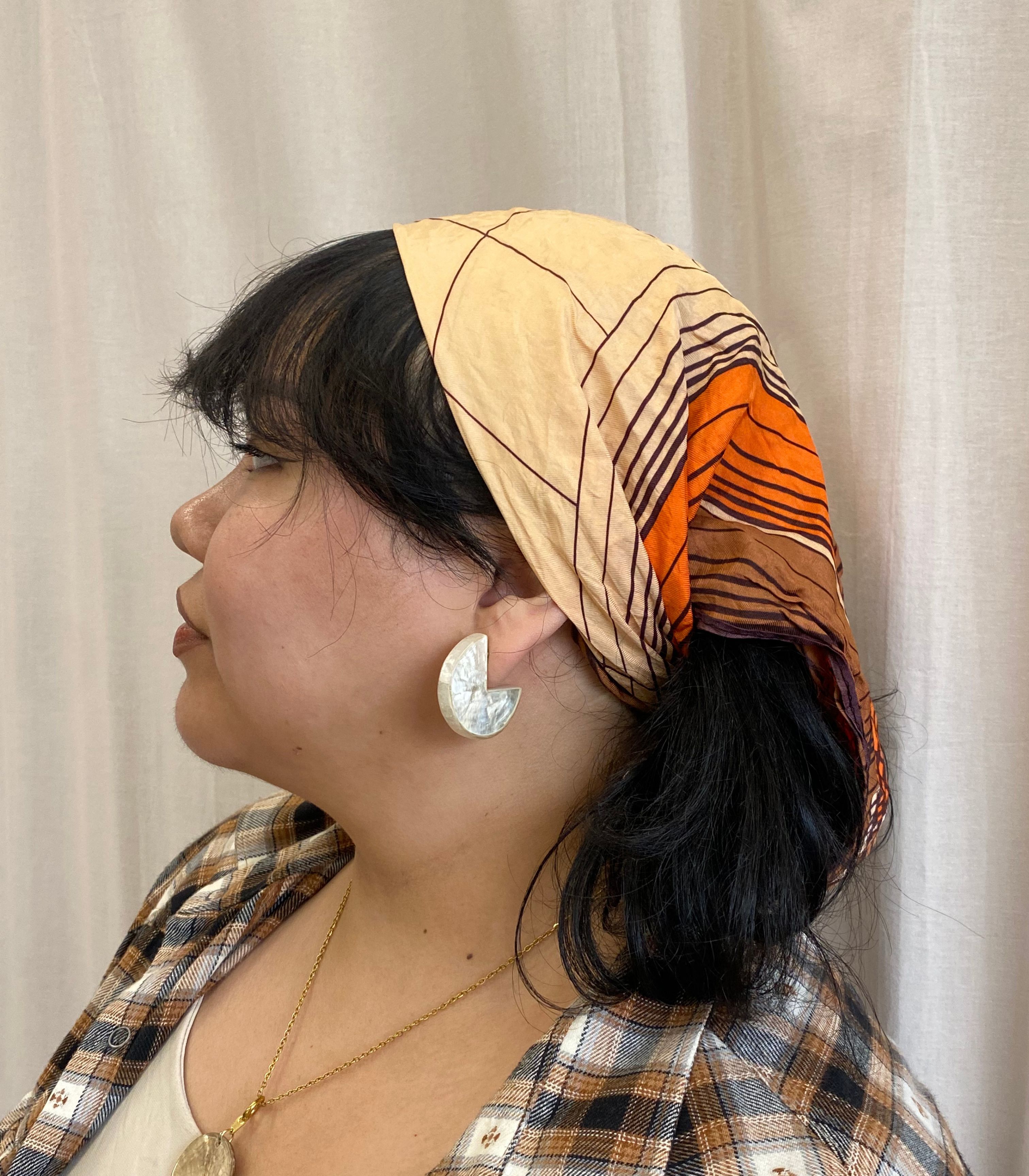 Capiz Crescent Stud Earrings - Arete