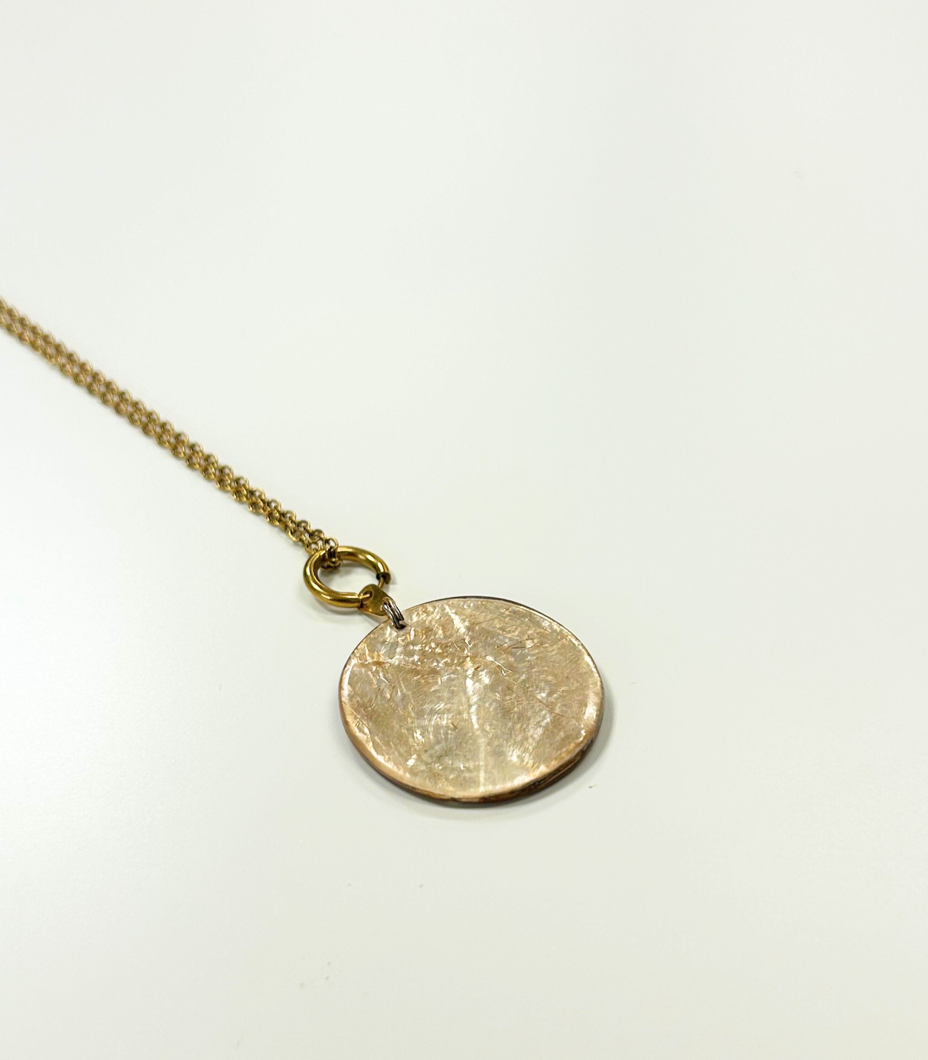 Capiz Reversible Circle Pendant Necklace - Arete