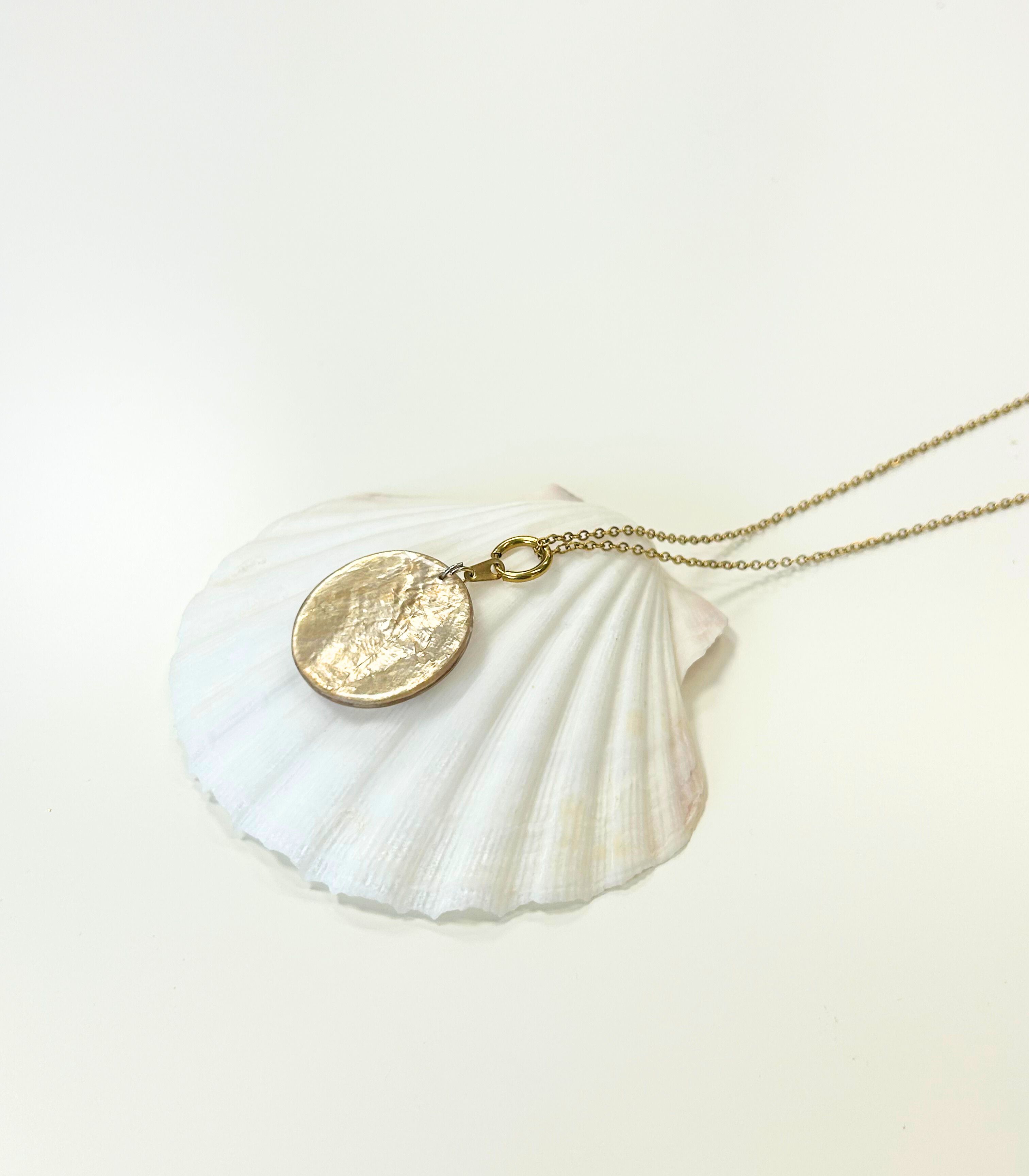 Capiz Reversible Circle Pendant Necklace - Arete