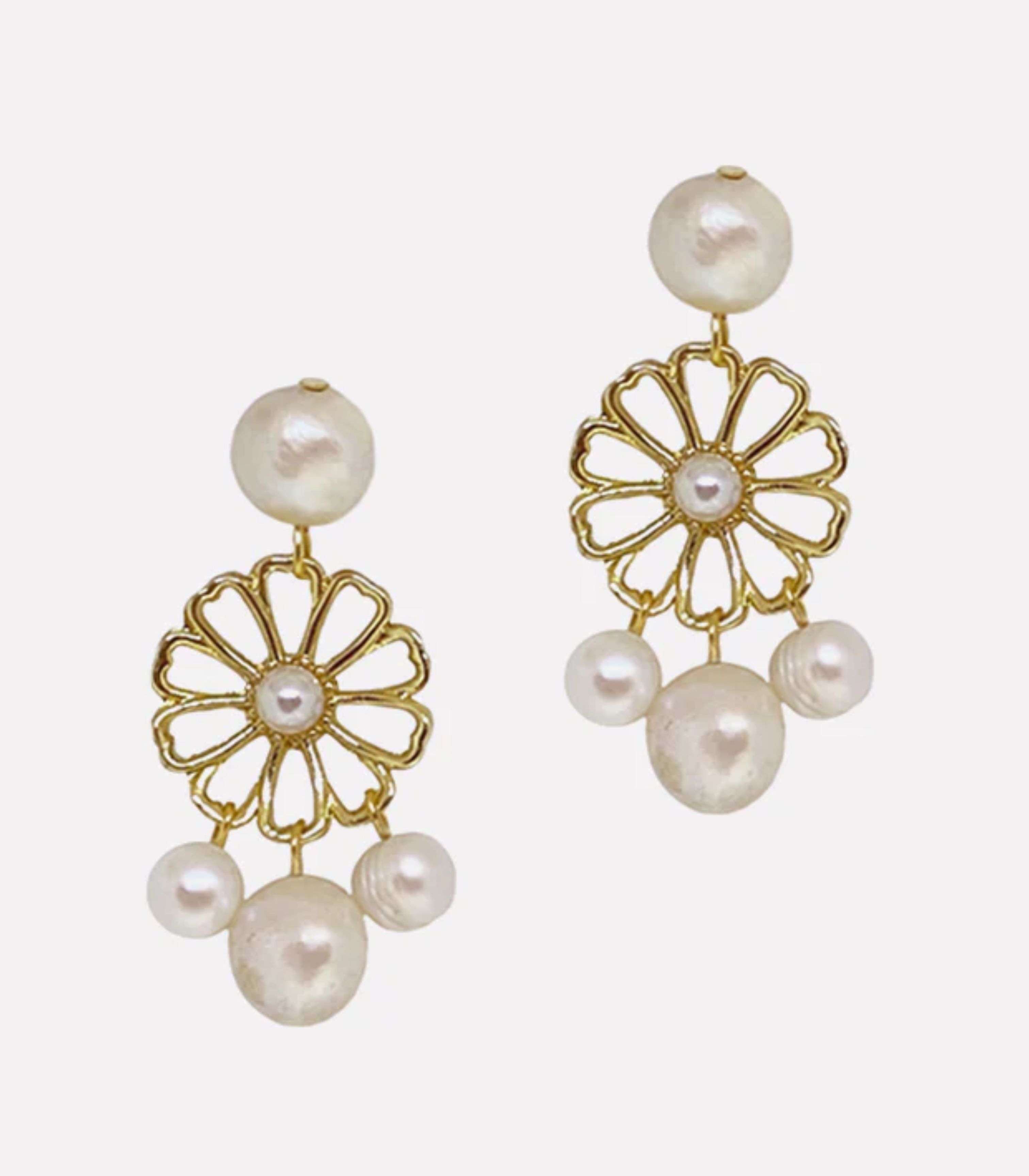 Mirasol Sunflower Pearl Earrings - Arete