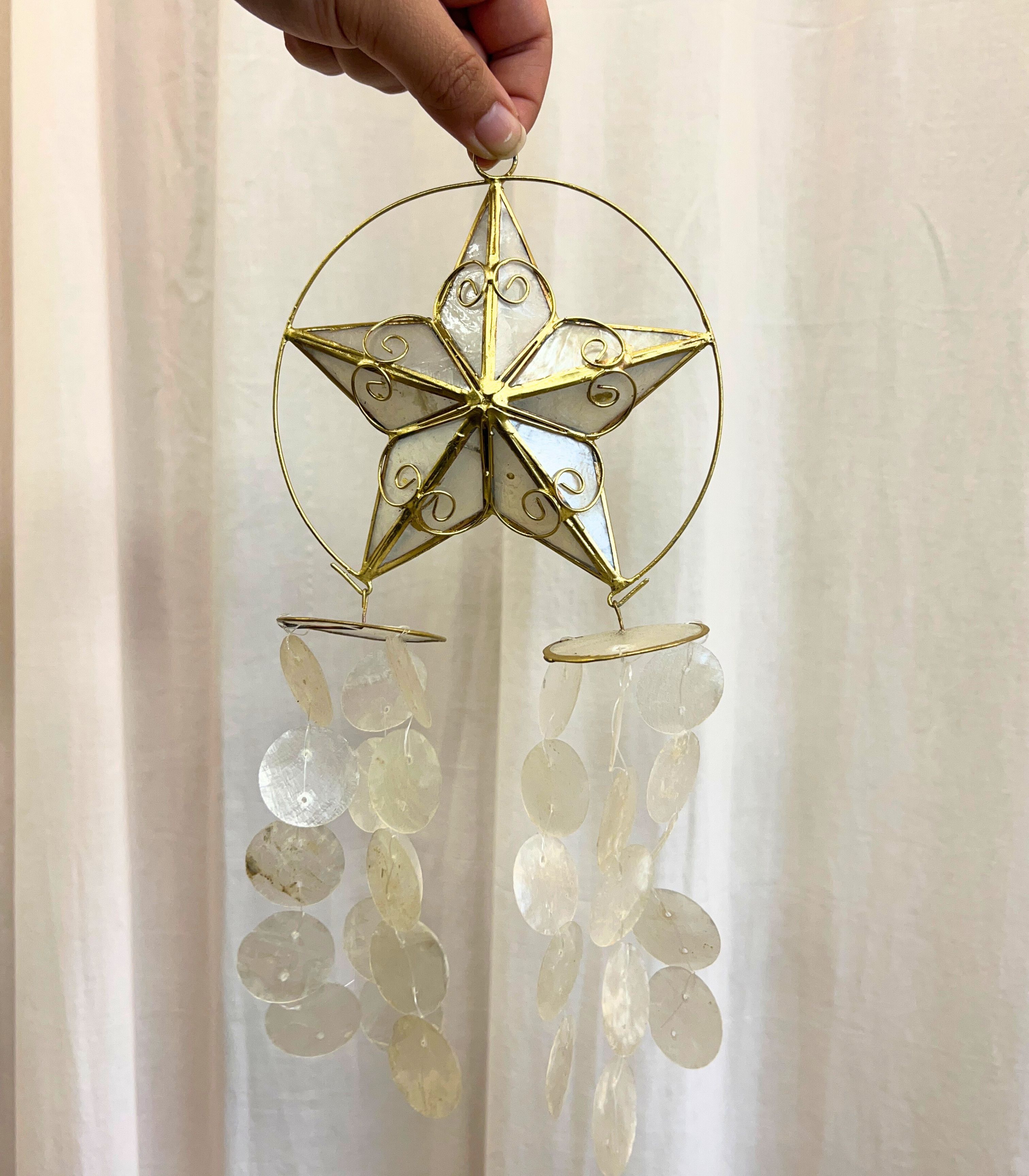 Pasko Capiz Mini Parol Chime Ornament 5" with tails