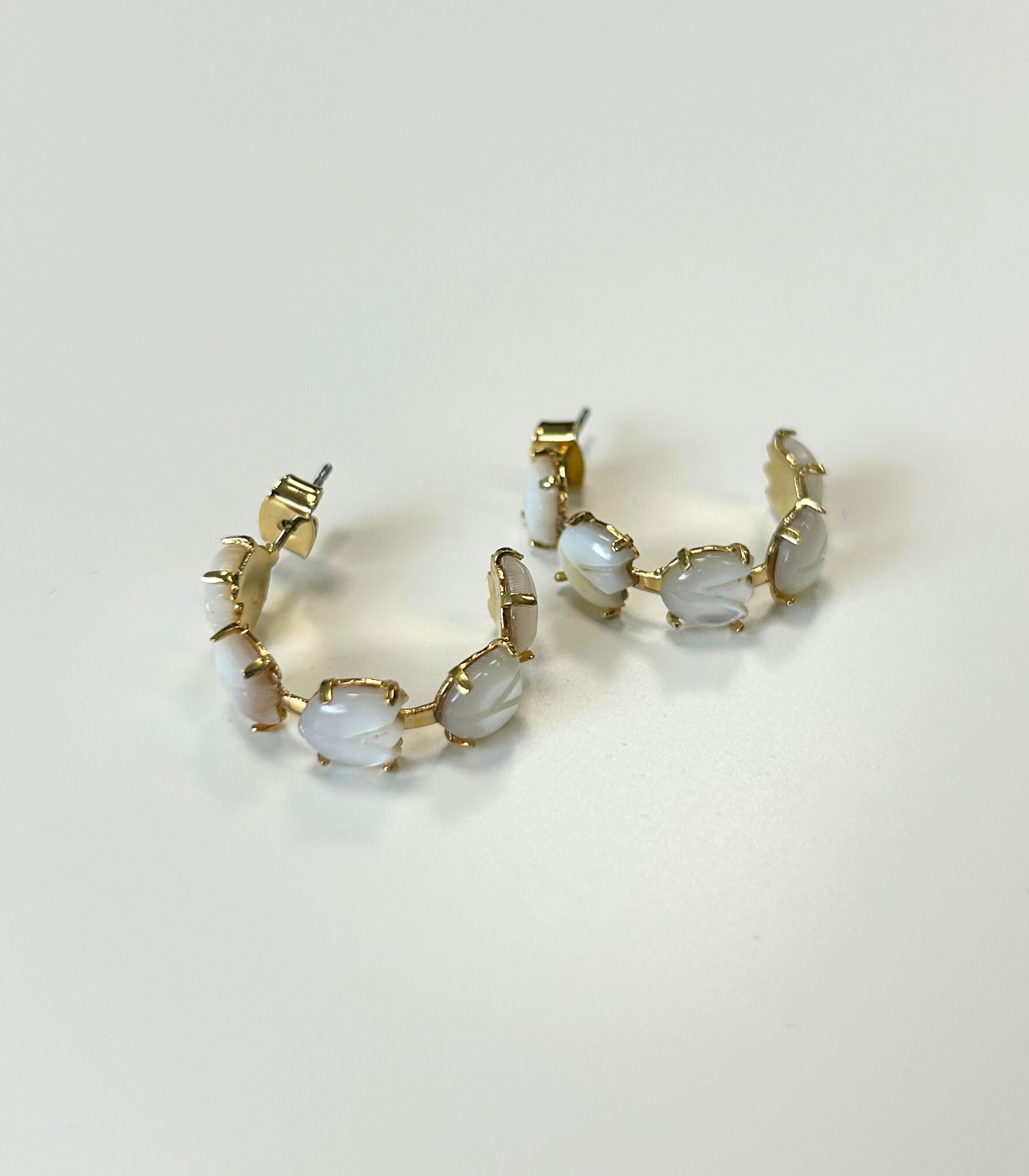 Gianna Sampaguita Bud Hoops In Mother of Pearl - Lily Jewelry