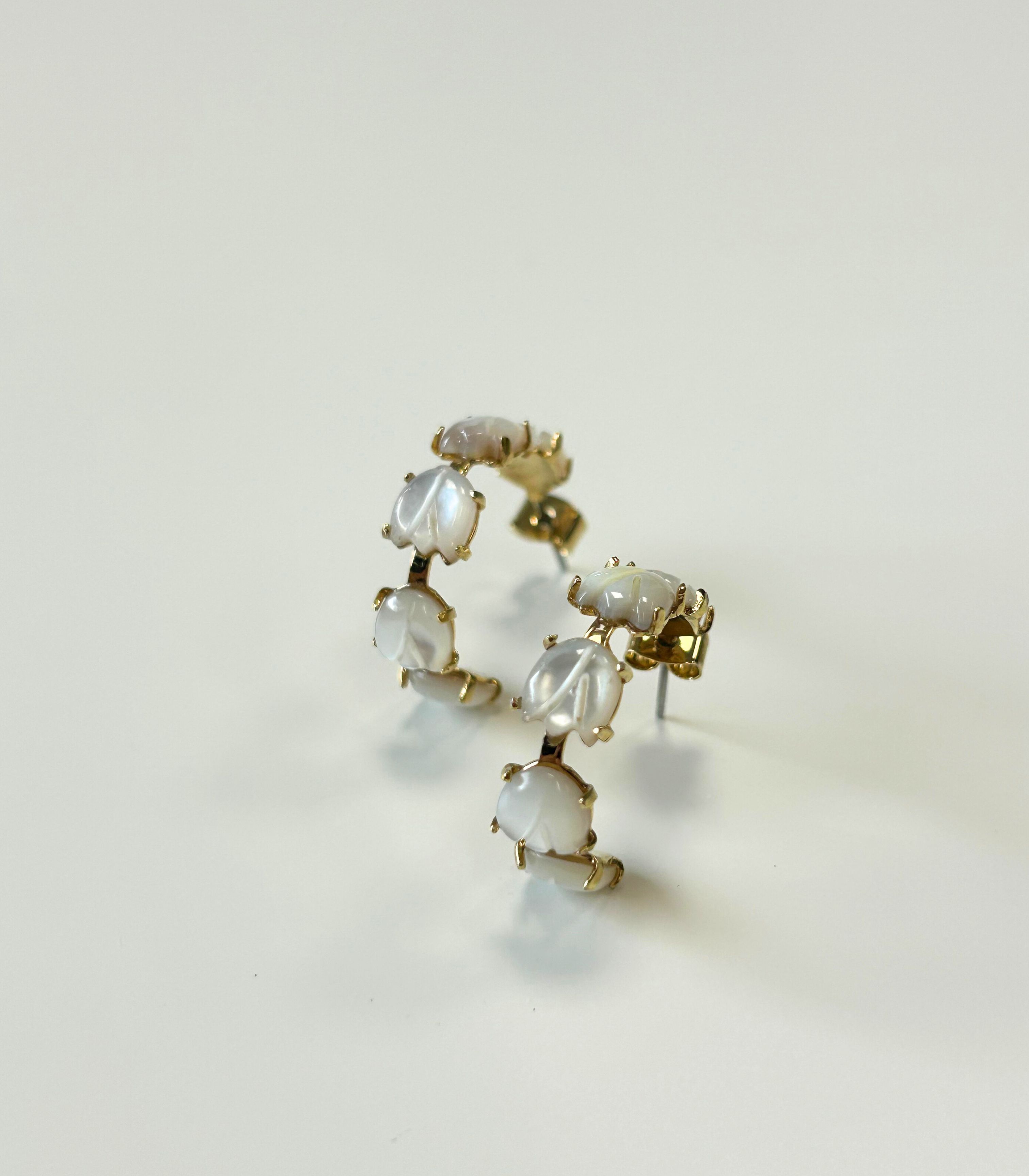 Gianna Sampaguita Bud Hoops In Mother of Pearl - Lily Jewelry