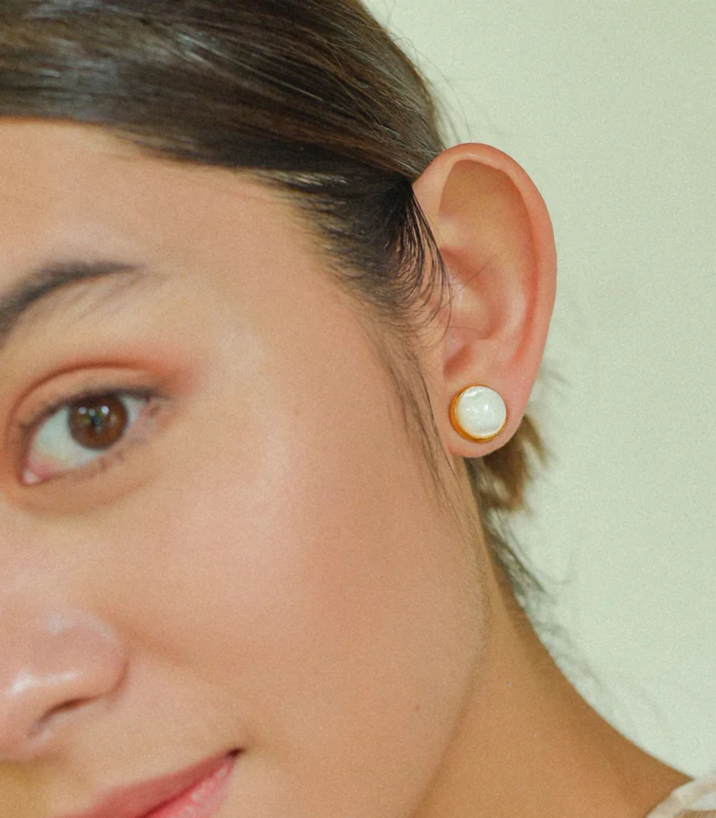 Gina Gold Leaf & Pearl Earrings – Multi-Wear Stud & Dangle in Mother of Pearl - Lily Jewelry