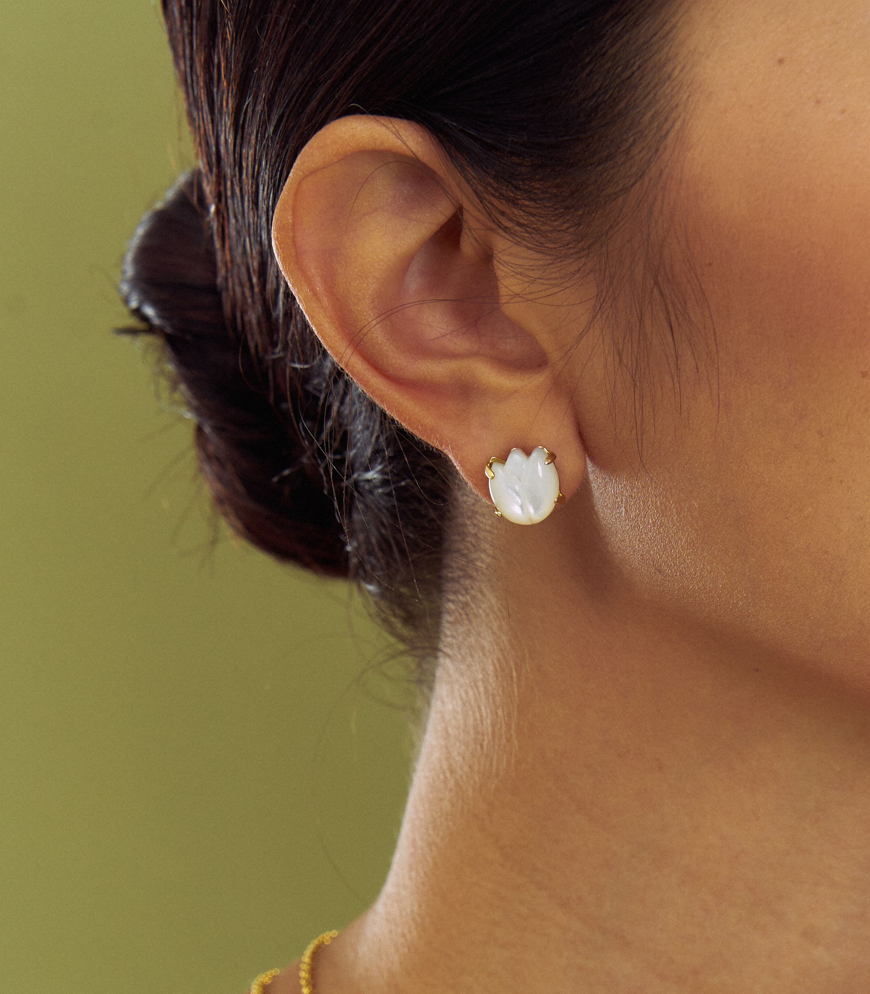 Sampaguita Stud Earrings in Mother of Pearl - Lily Jewelry