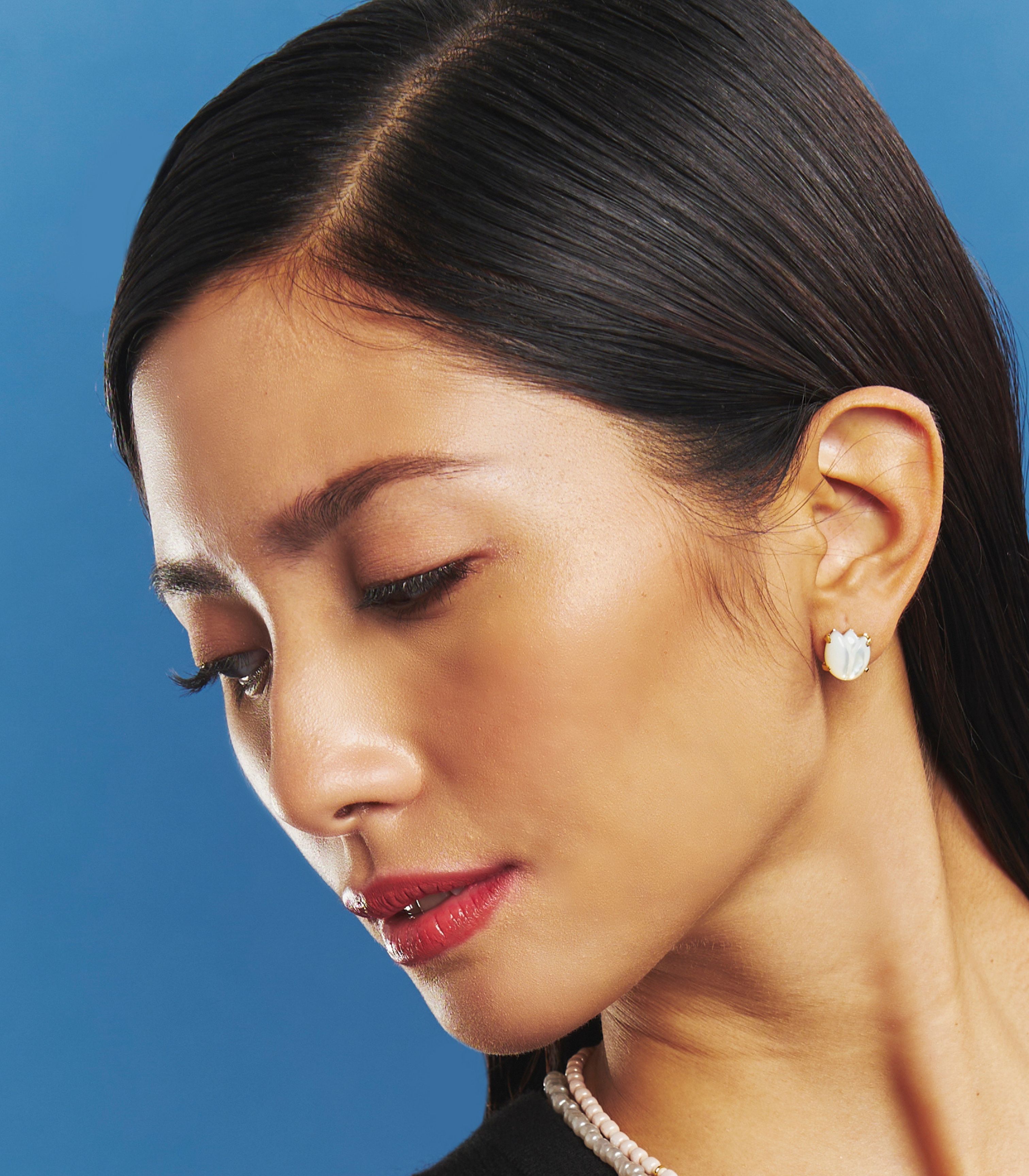 Sampaguita Stud Earrings in Mother of Pearl - Lily Jewelry