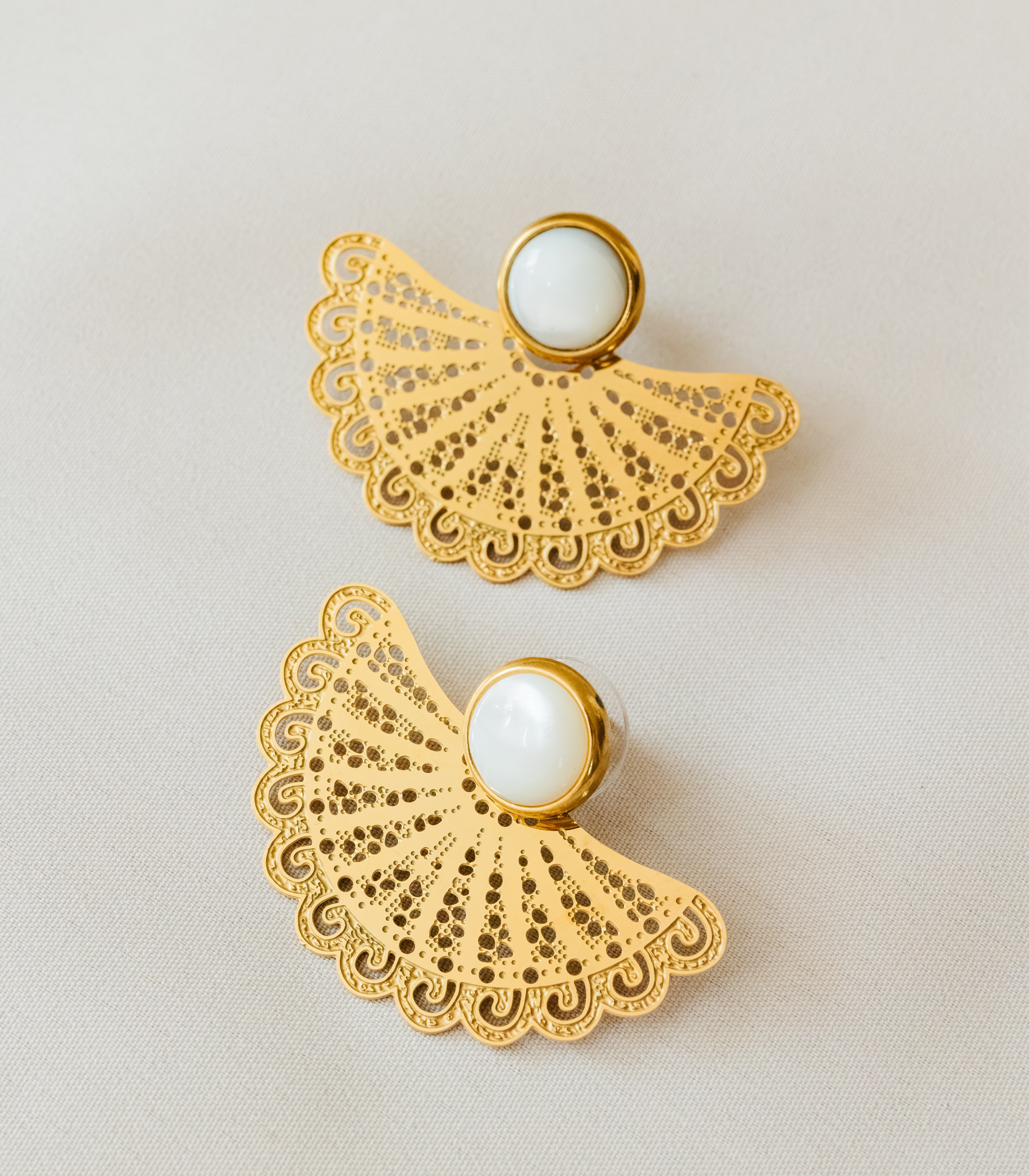 Abaniko Earrings in Mother of Pearl - Lily Jewelry
