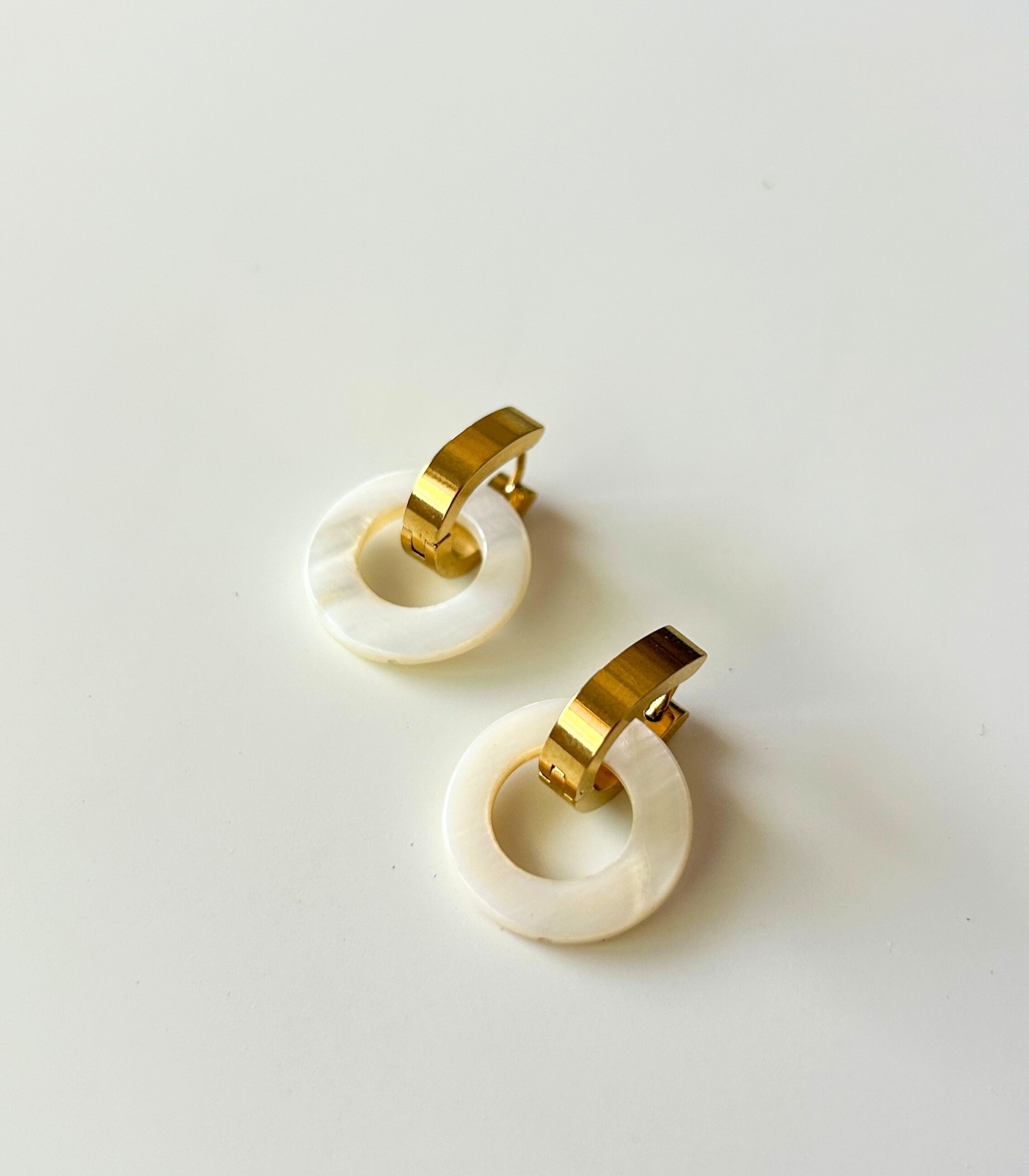 Nikka Shell Mini Charm Hoops - Lily Jewelry