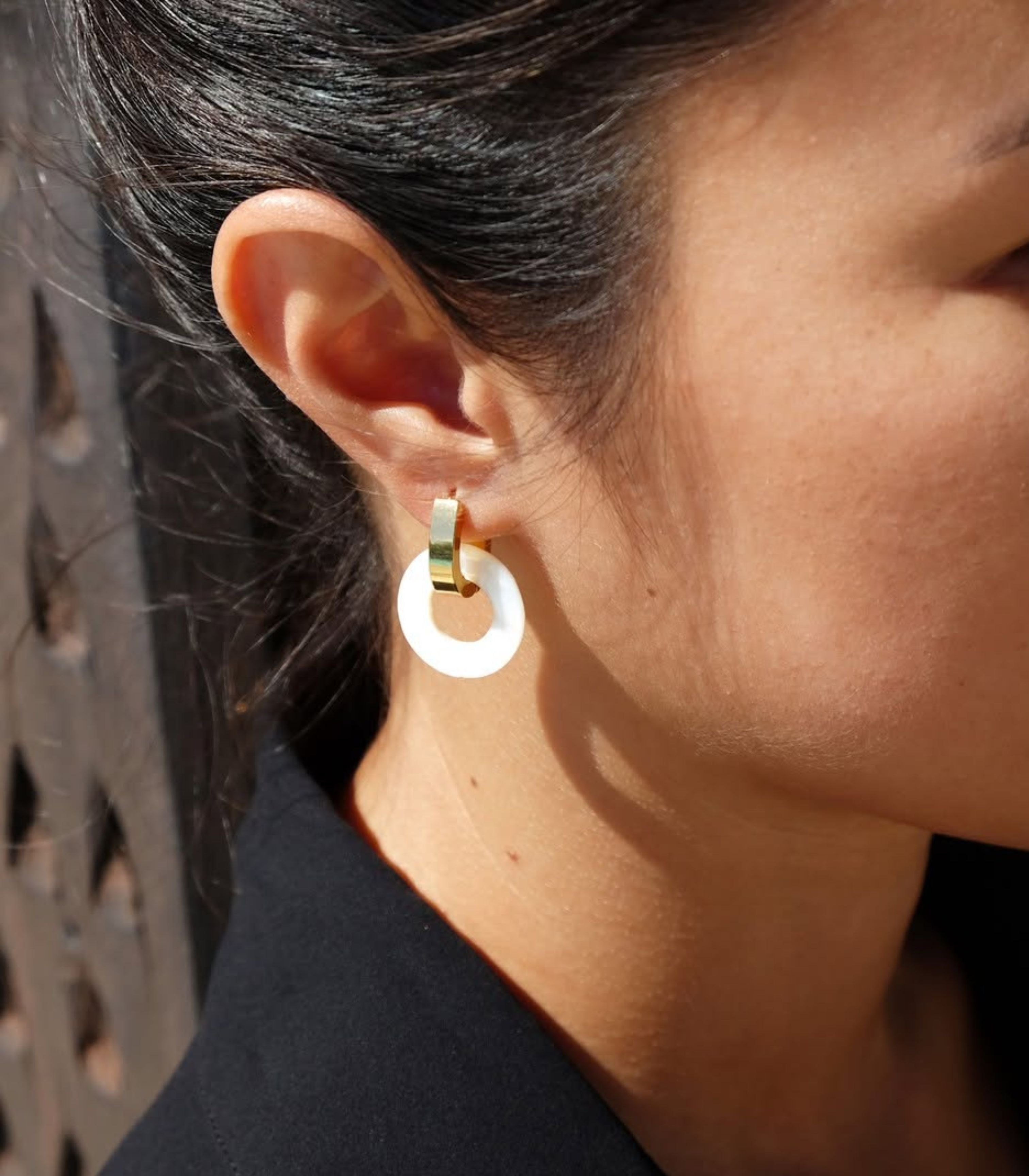 Nikka Shell Mini Charm Hoops