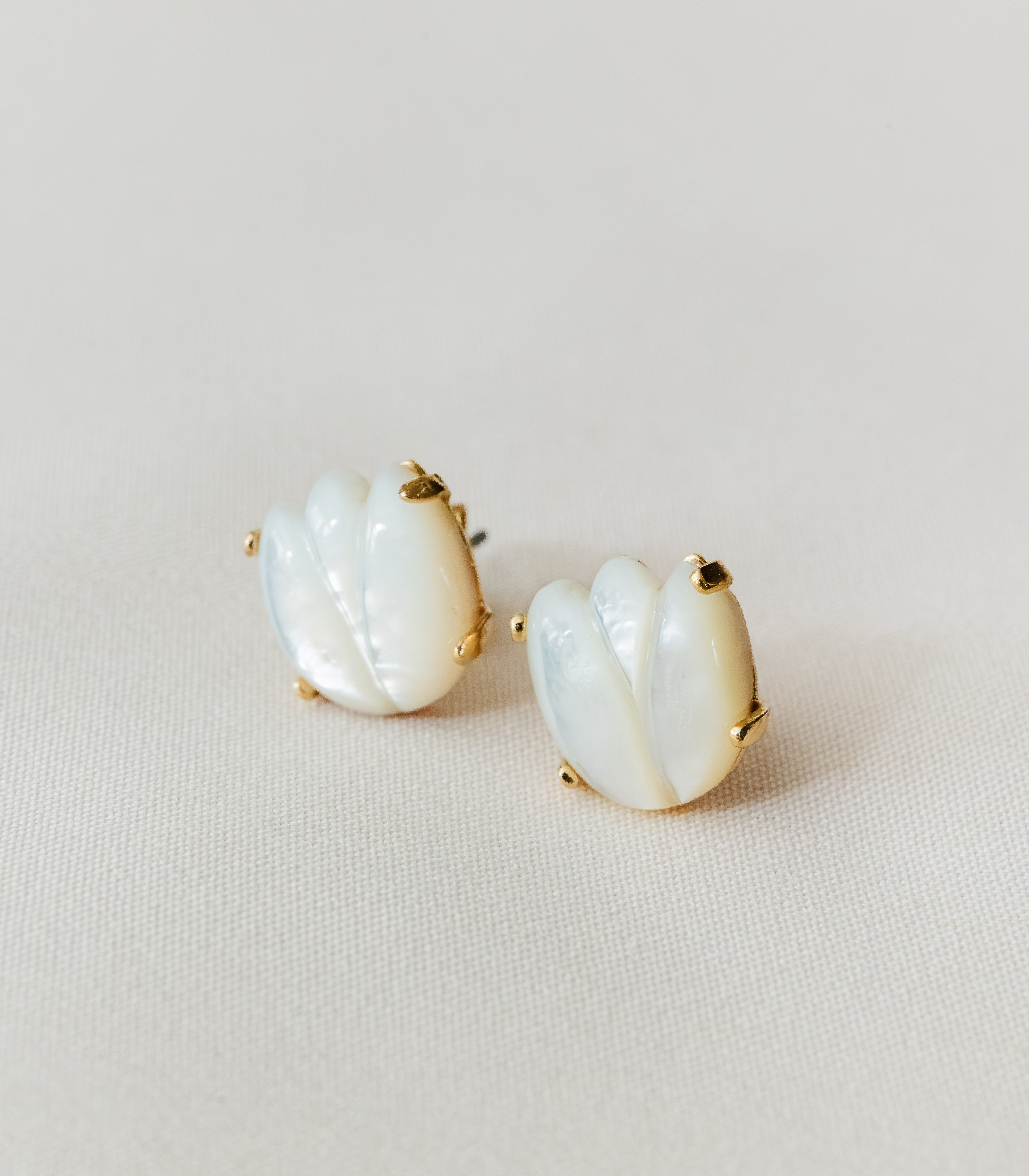 Sampaguita Stud Earrings in Mother of Pearl - Lily Jewelry