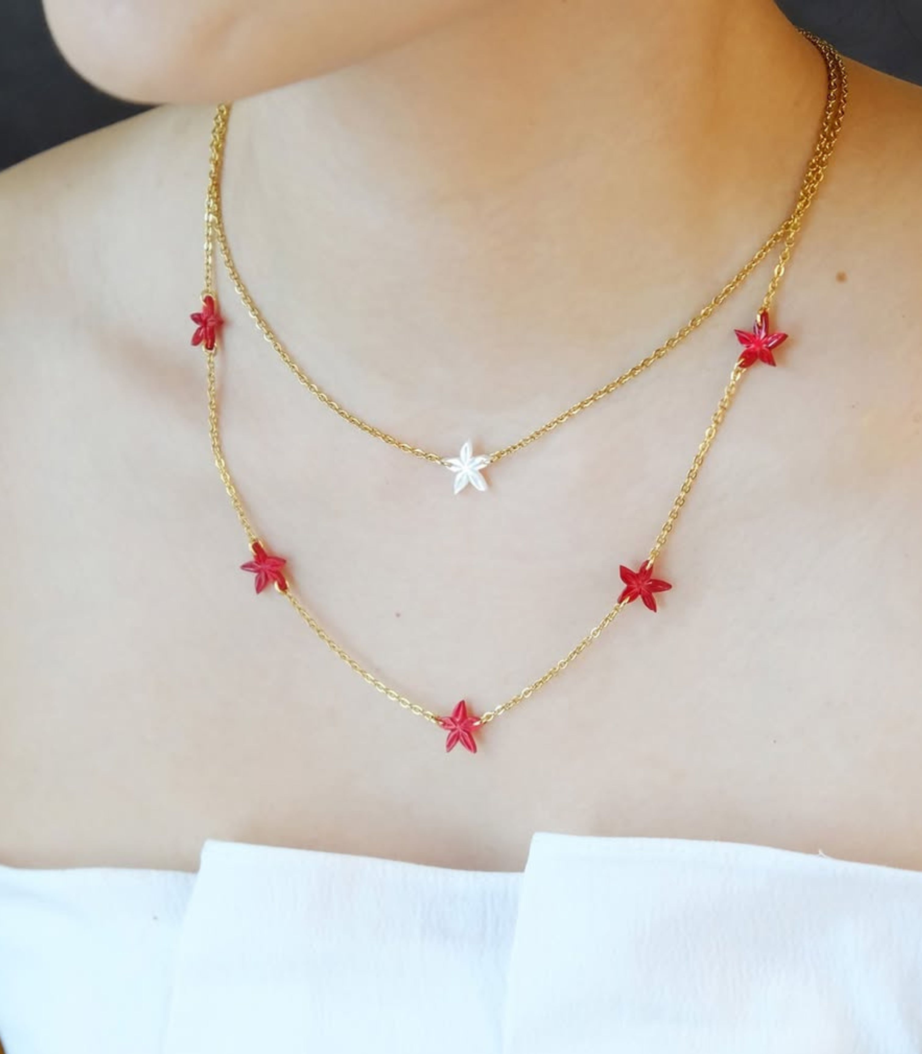 Santan Mother of Pearl Flower Necklace