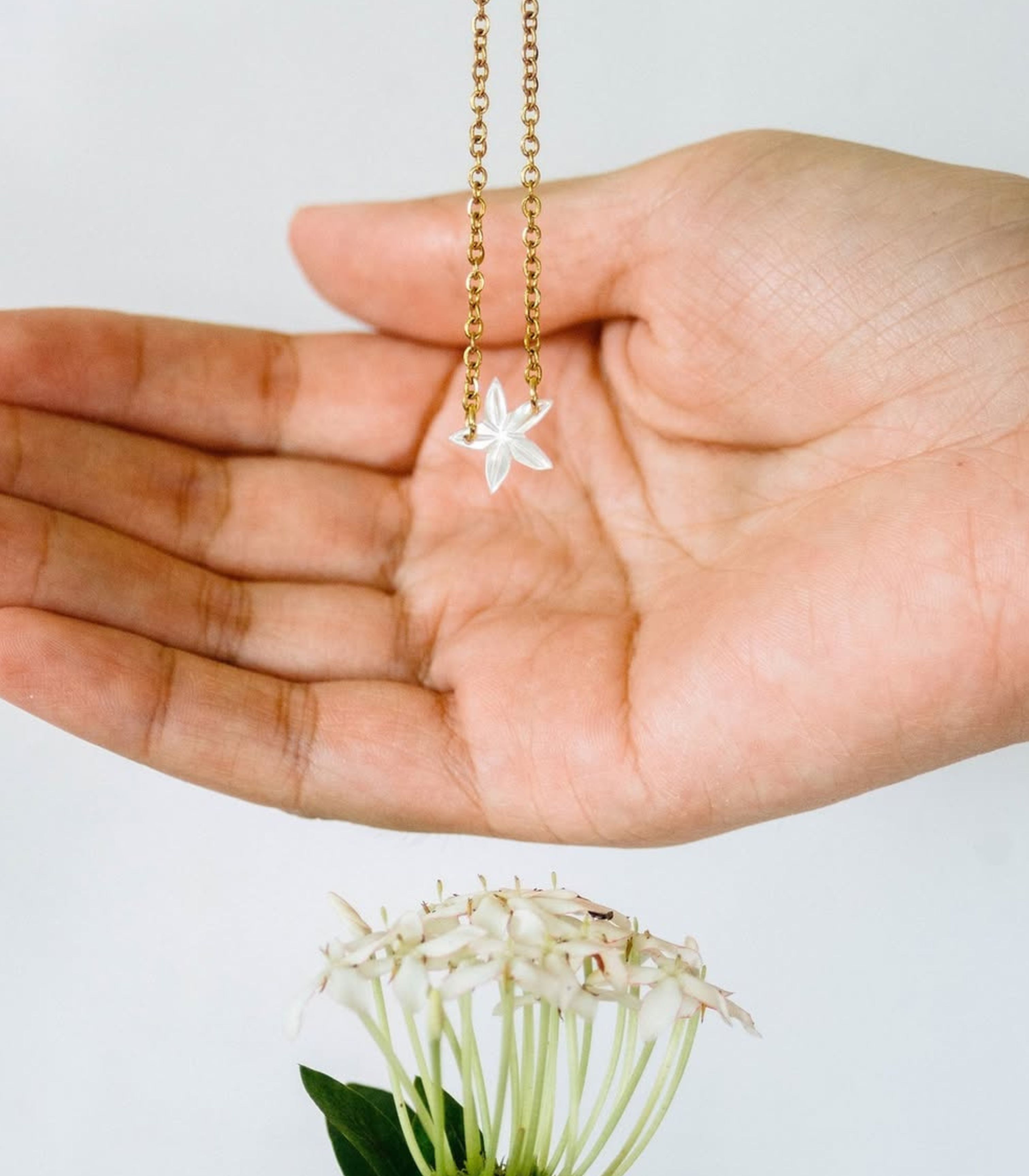 Santan Mother of Pearl Flower Necklace