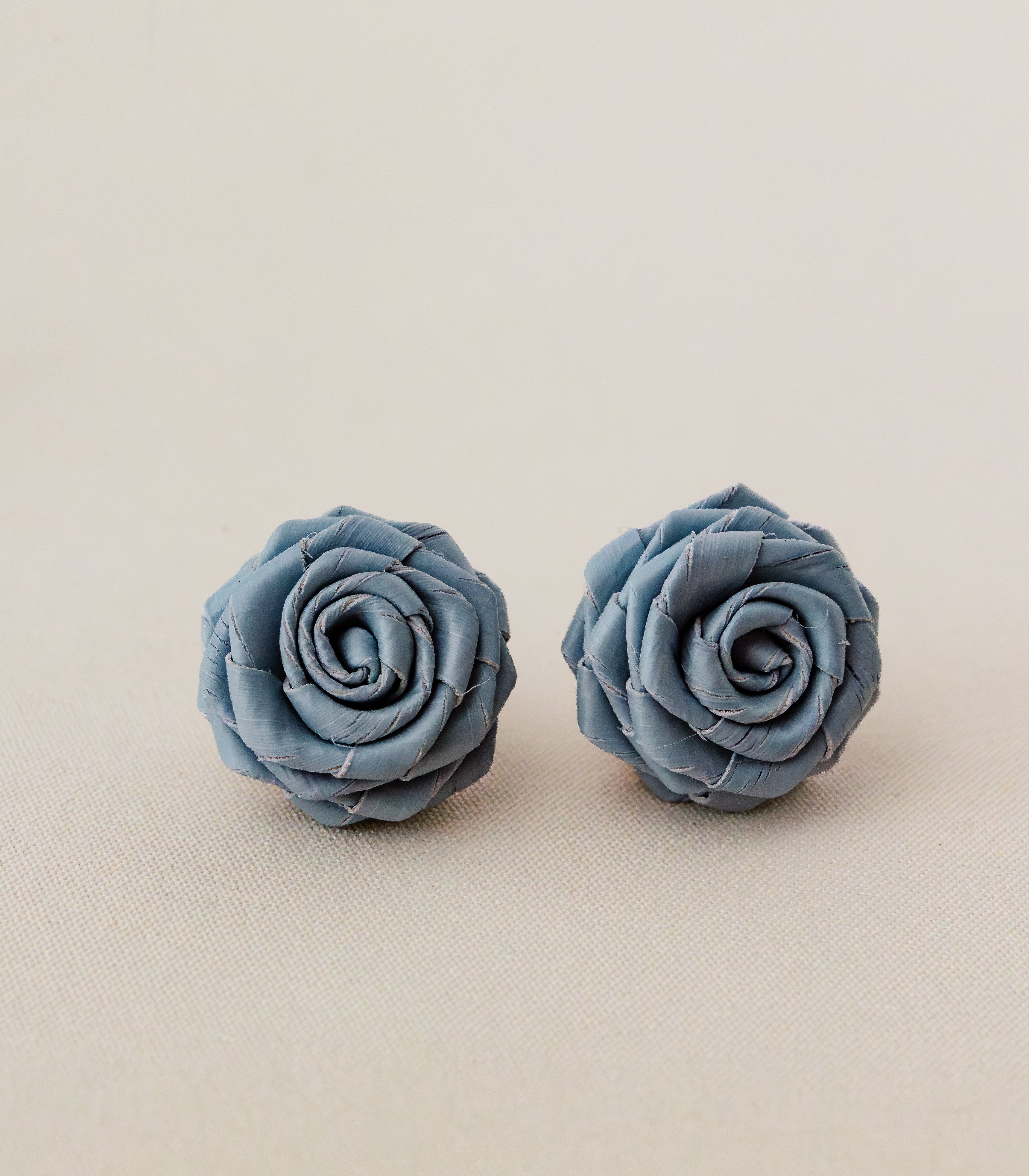 Handwoven Rosas Palm Leaf Earrings - Dusty Blue - Punique