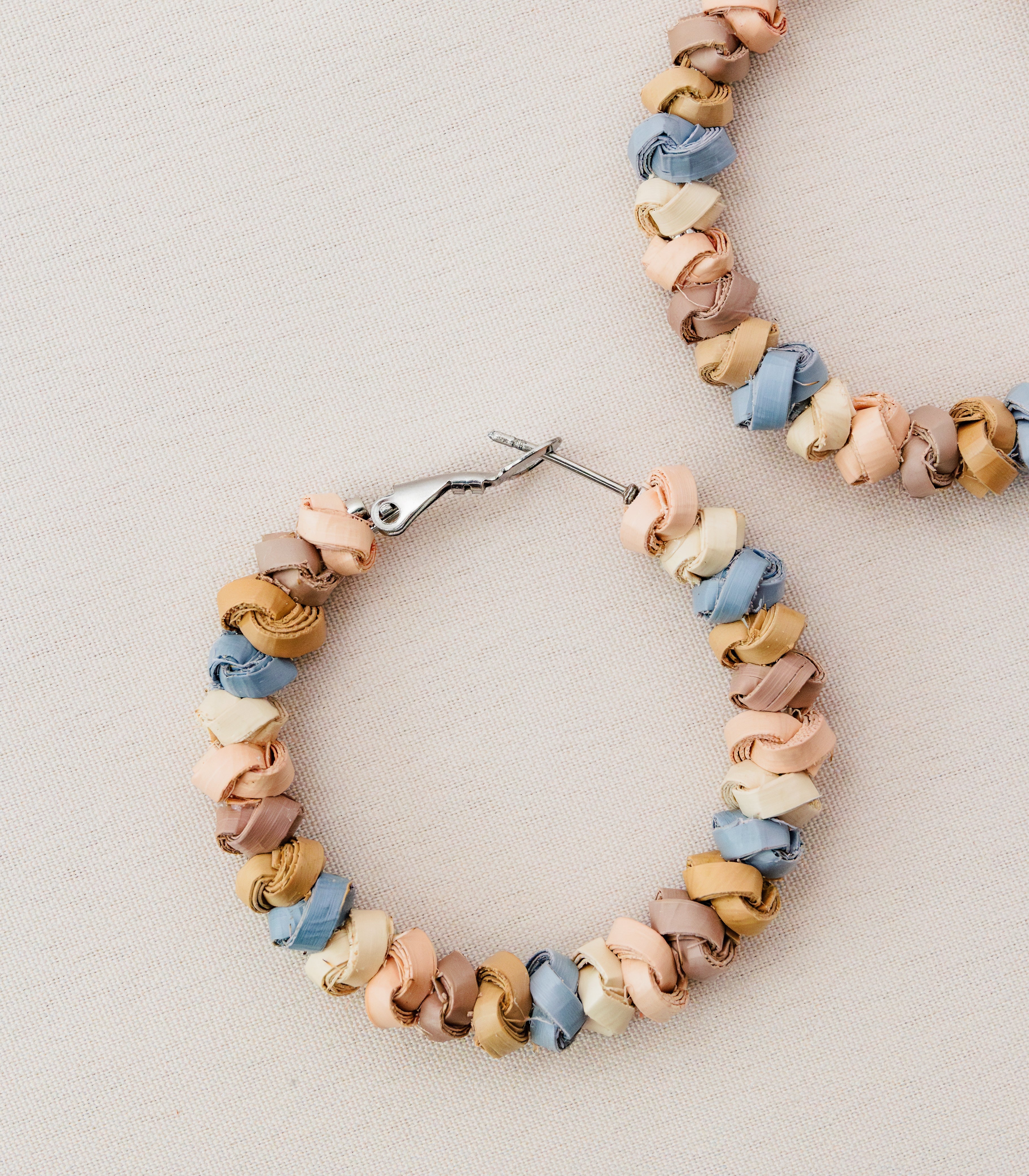 Juana Woven Beaded Hoops - Dusty Blue - Punique