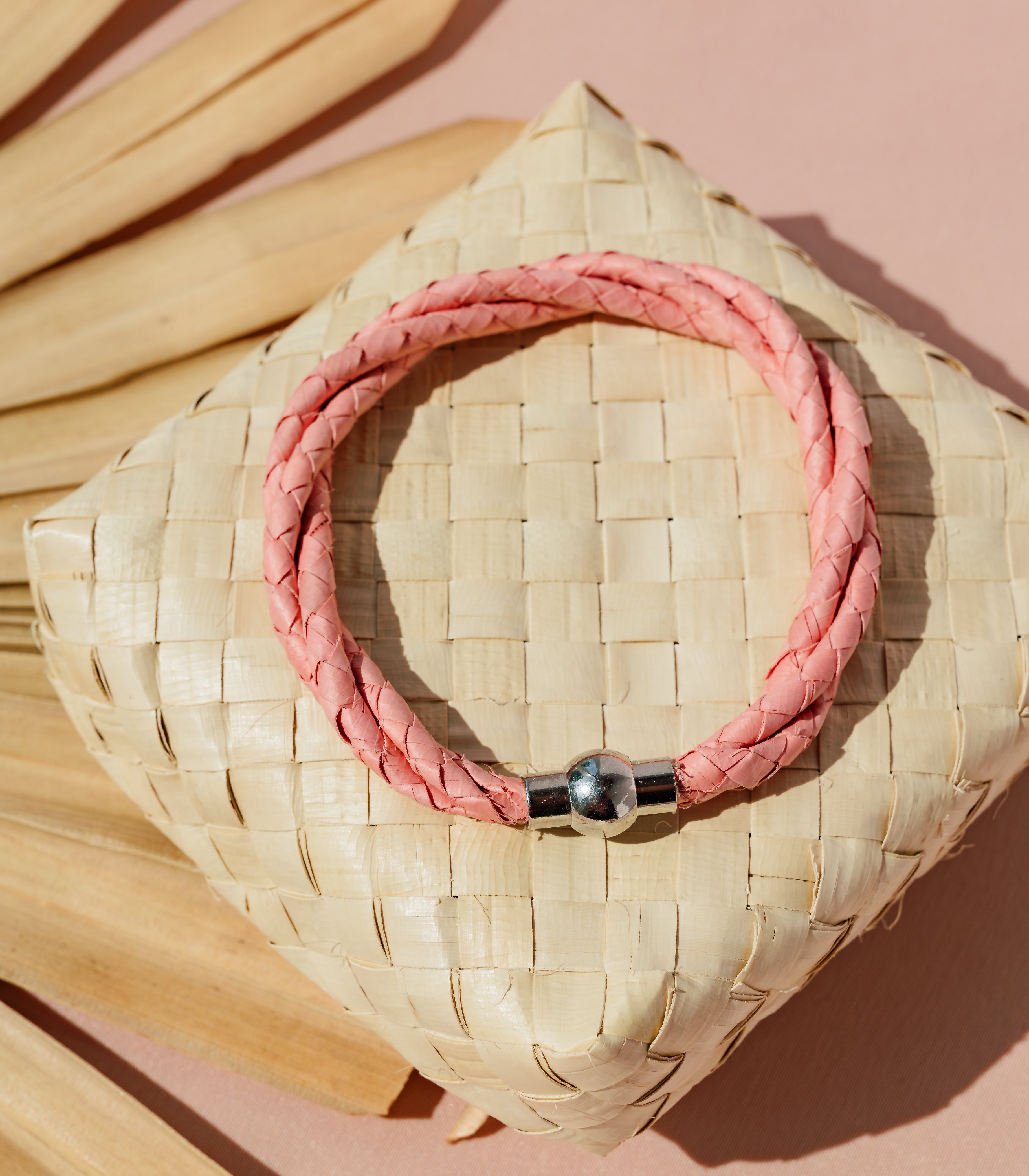 Woven Humaling Lubid Bracelets in Blush Pink - Punique