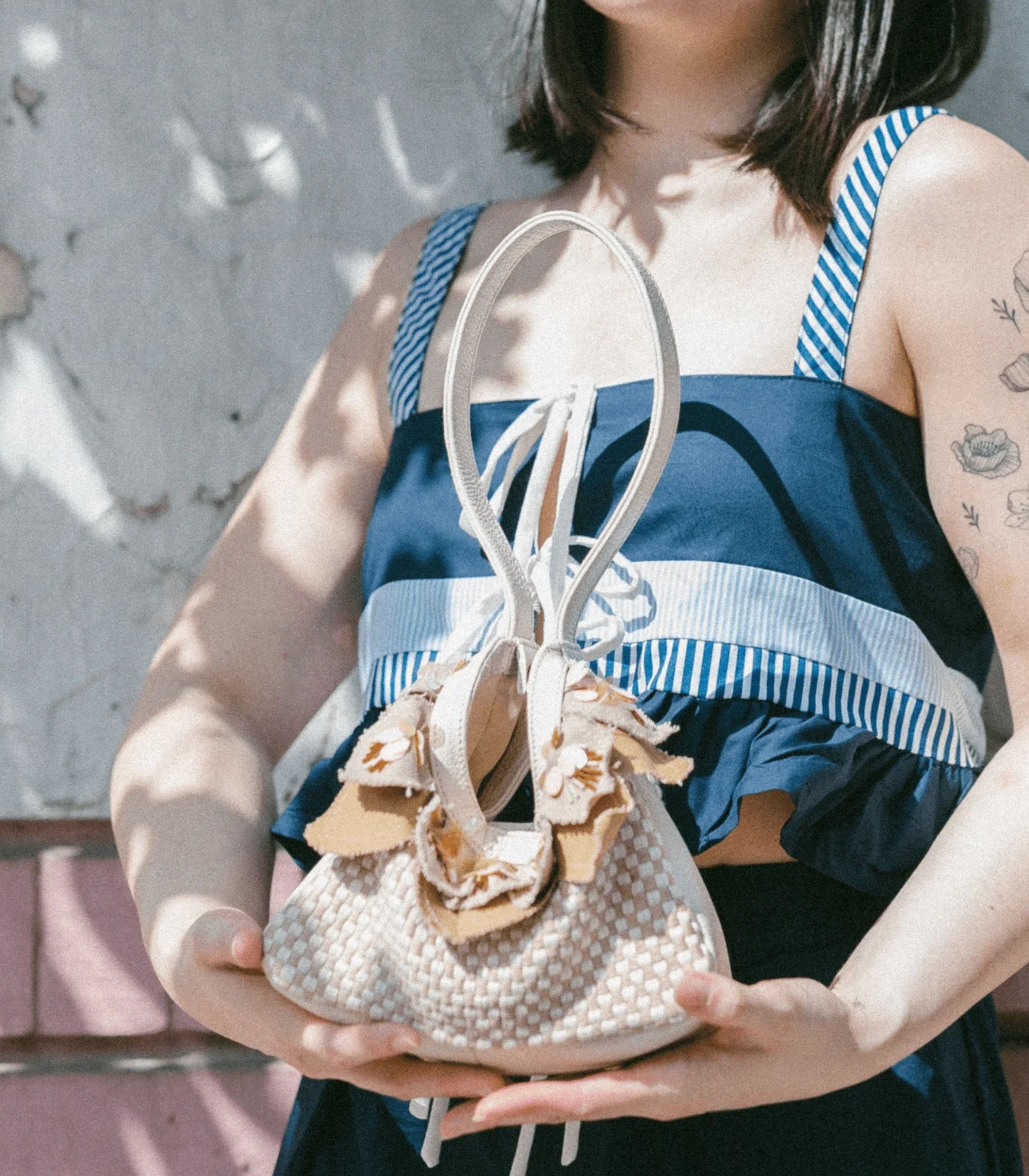 Dangwa Mini Hobo Bag in Beige -Rags2Riches