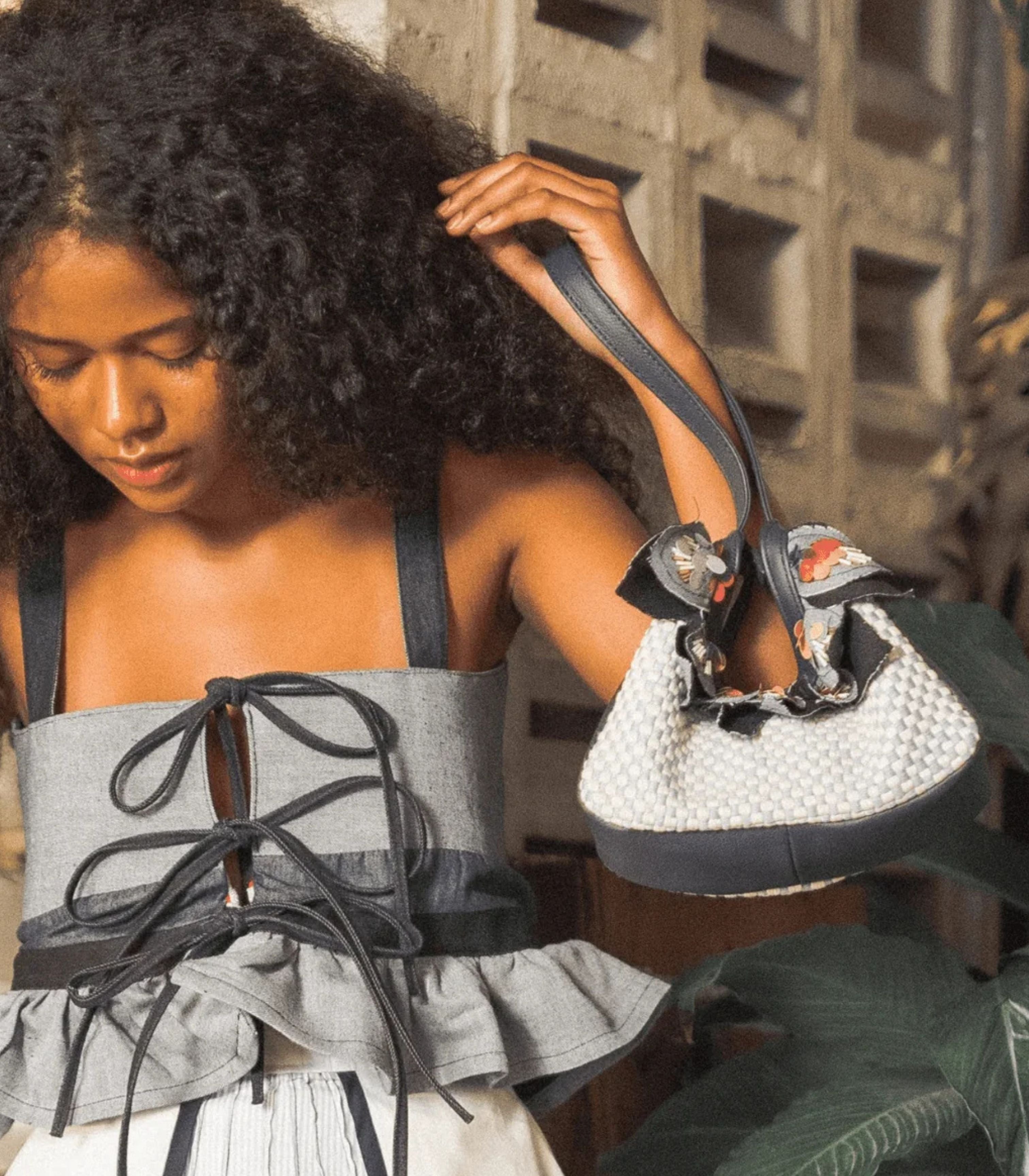 Dangwa Mini Hobo Bag in Navy -Rags2Riches