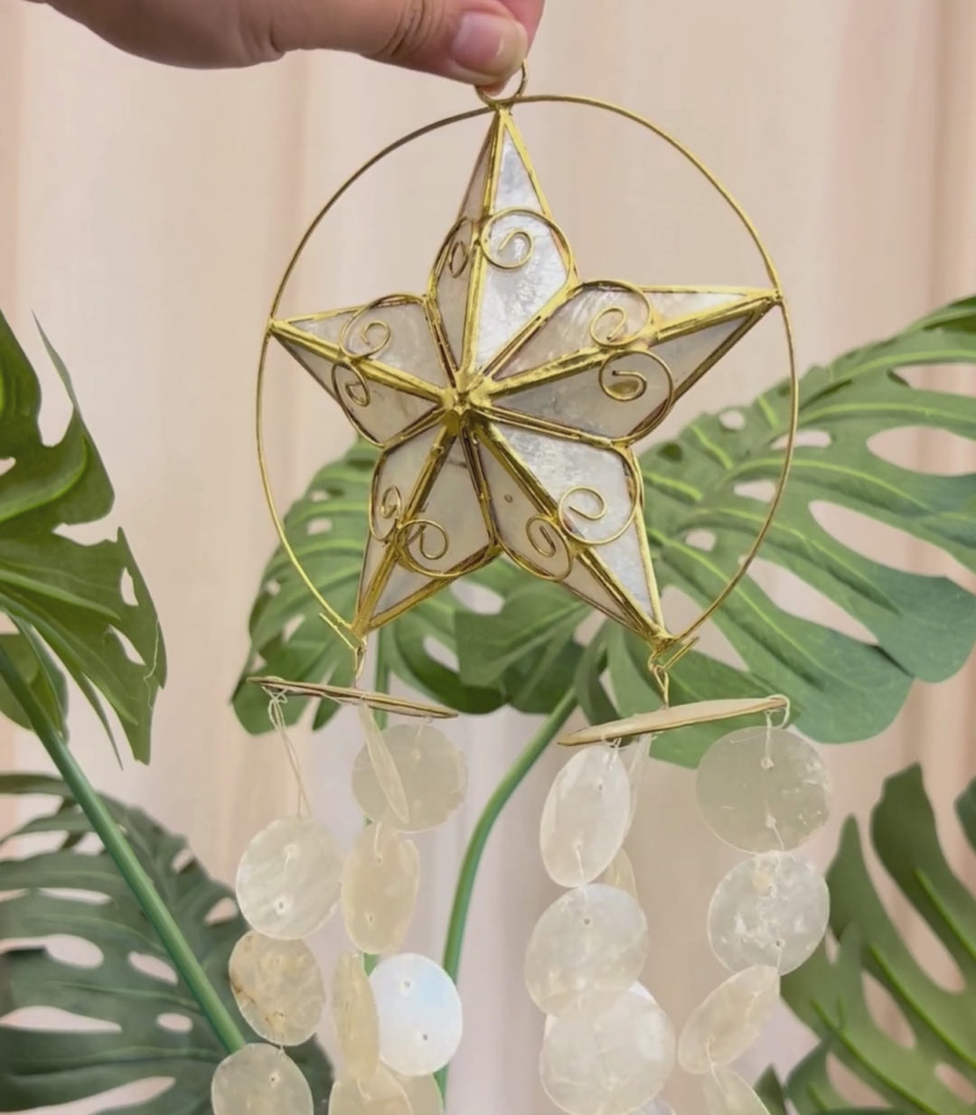 Pasko Capiz Mini Parol Chime Ornament 5" 