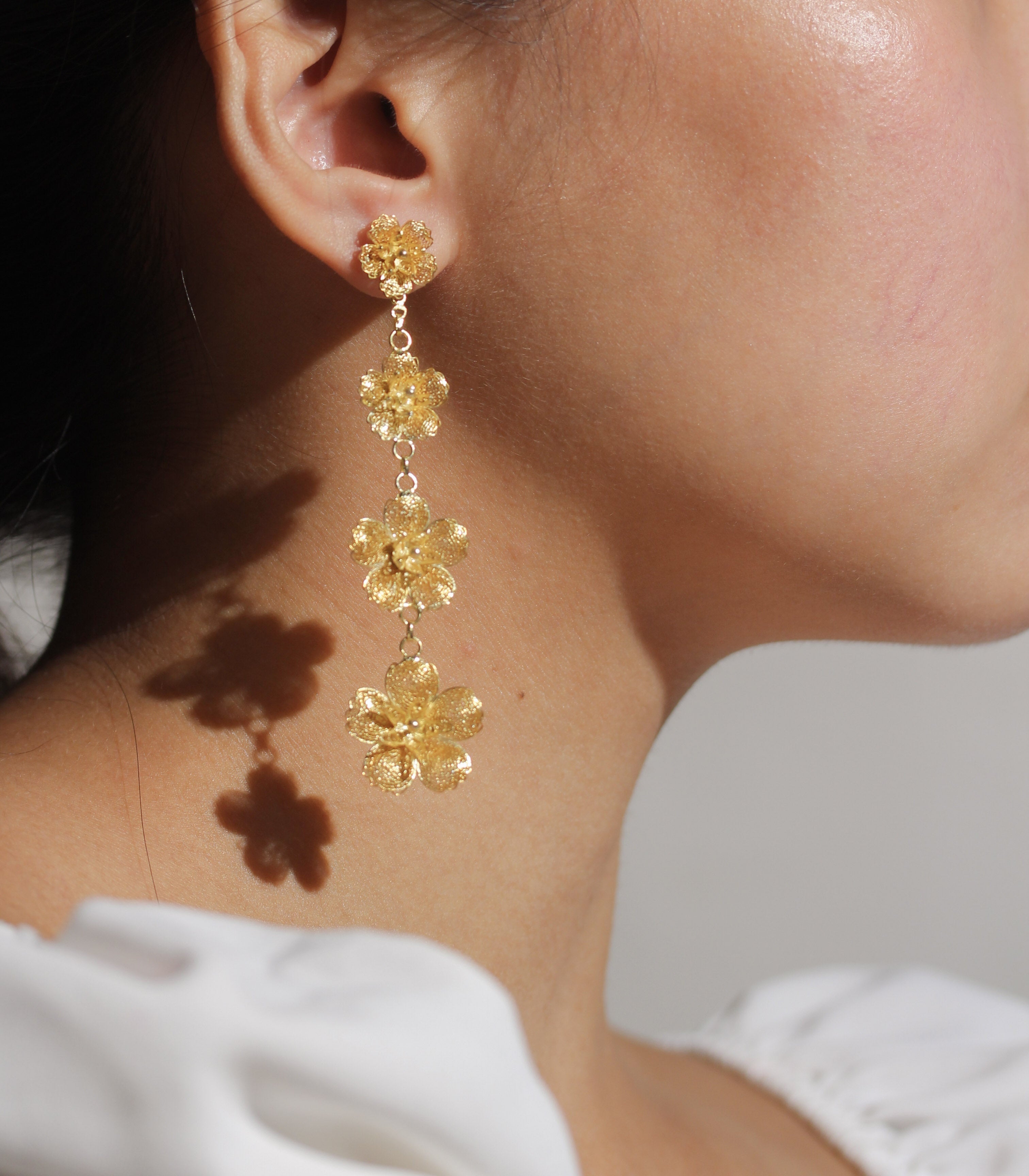 2-Way Gumamela Detachable Long Drop Earrings - AMAMI