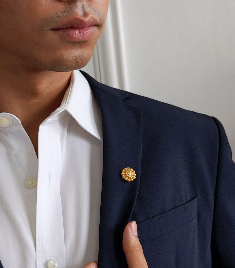 Leftist Bernie Pin Bernie Gold Filigree Suit Lapel Pin – Sinta & Co.
